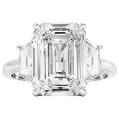 GIA Certified 5.02 Carat Emerald Cut Diamond Platinum Ring