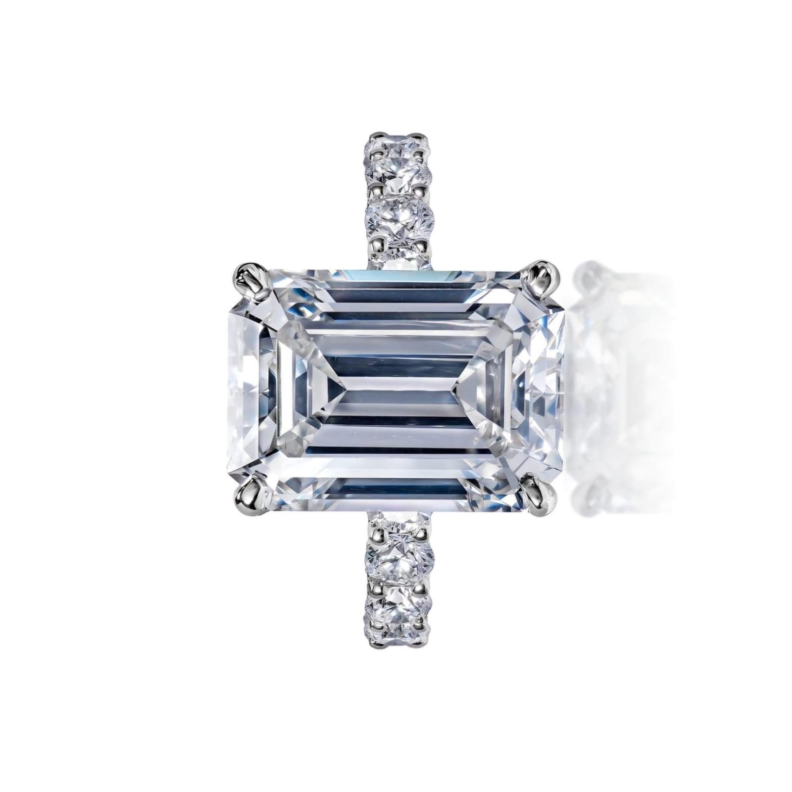 GIA Certified 5.02 Carat Emerald Cut Diamond Ring VS2 Clarity D Color For Sale 5