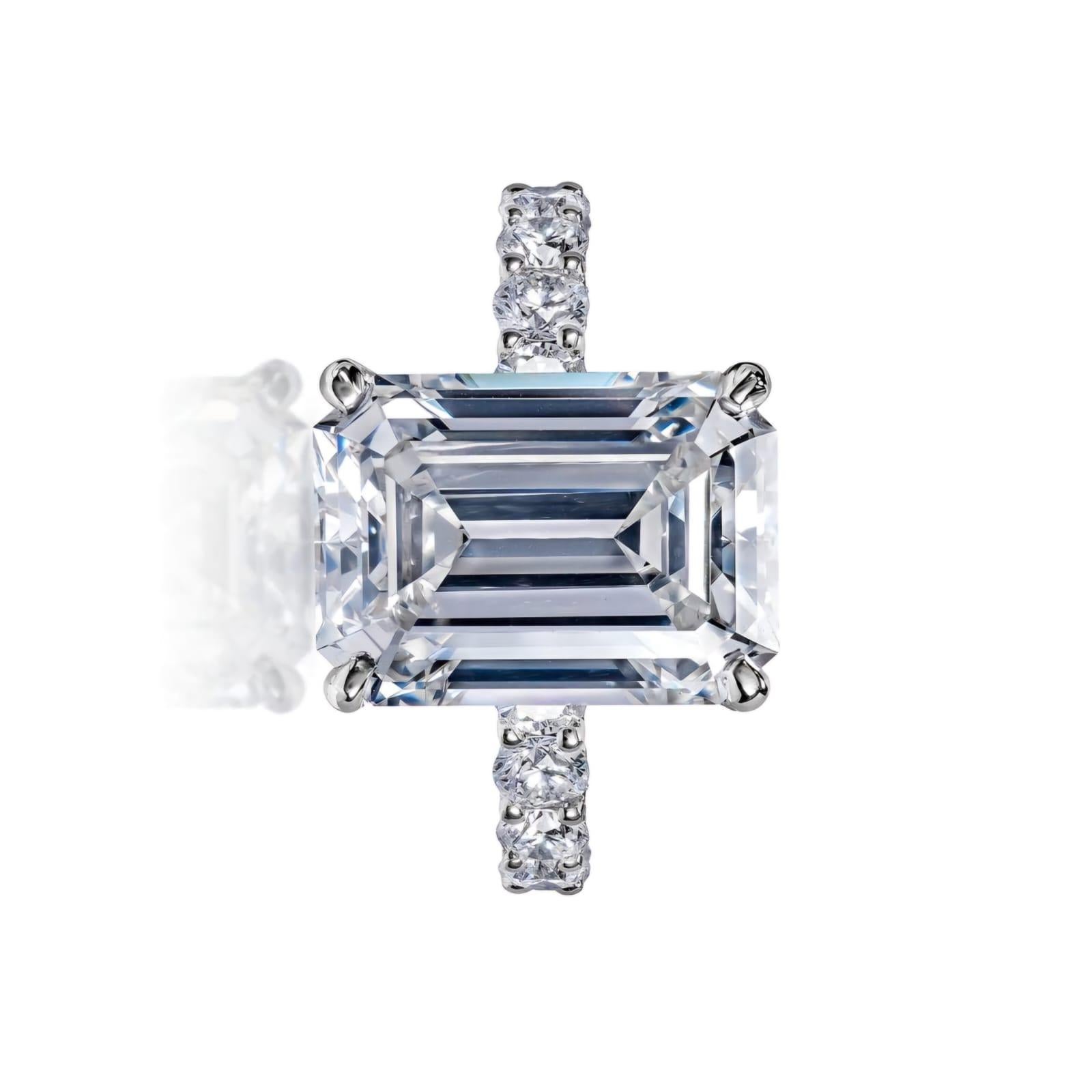 GIA Certified 5.02 Carat Emerald Cut Diamond Ring VS2 Clarity D Color For Sale 3