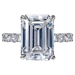 GIA Certified 5.02 Carat Emerald Cut Diamond Ring VS2 Clarity D Color