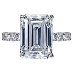 Anillo de diamantes talla esmeralda de 5,02 quilates con certificado GIA VS2 Claridad D Color