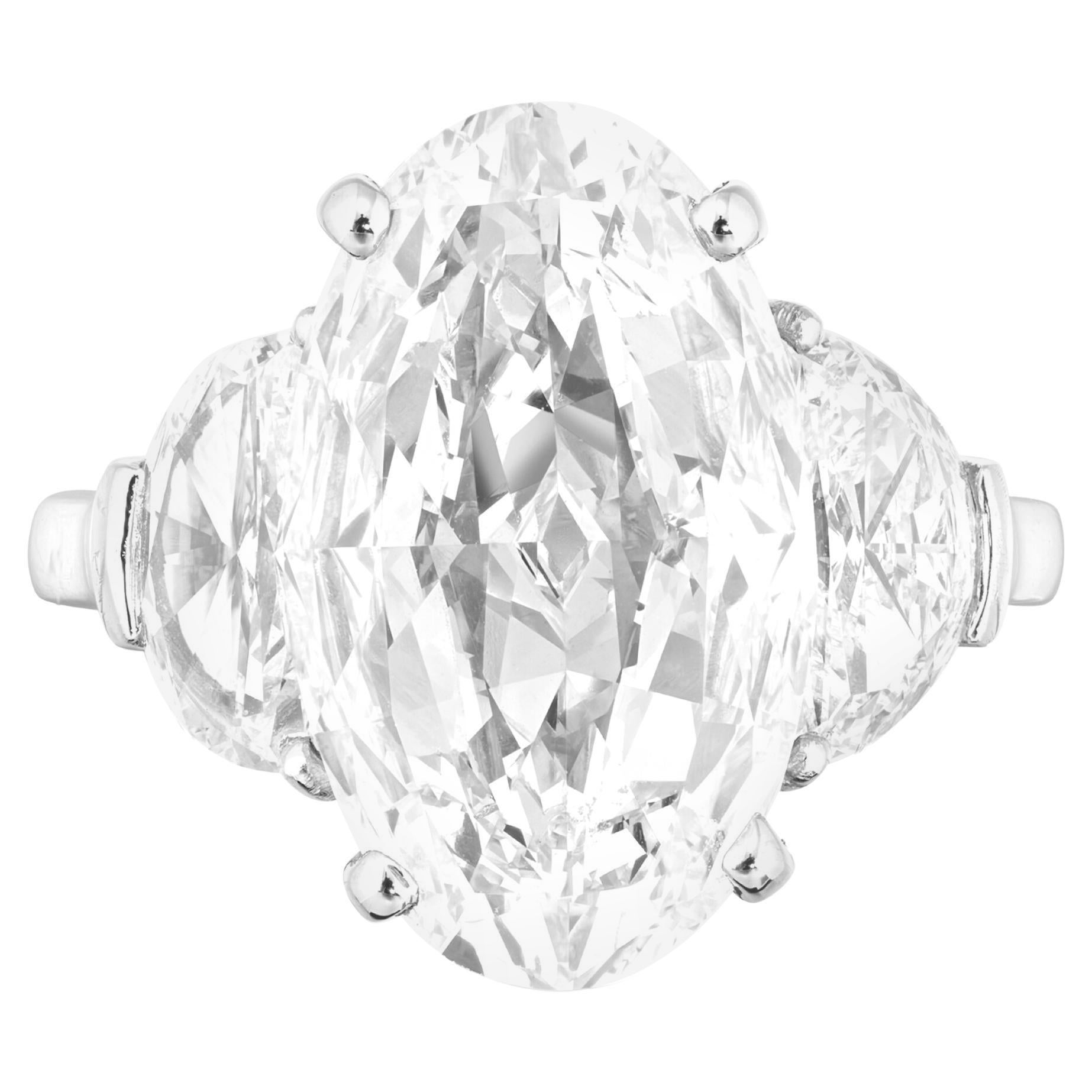 Bague à diamant ovale de 5,02 carats F VS1 certifiée GIA