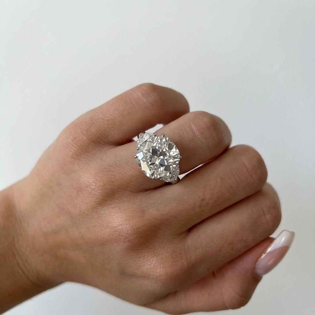 GIA-zertifizierter Brillantring mit 5,02 Karat aus alter Mine im Zustand „Neu“ im Angebot in Chicago, IL