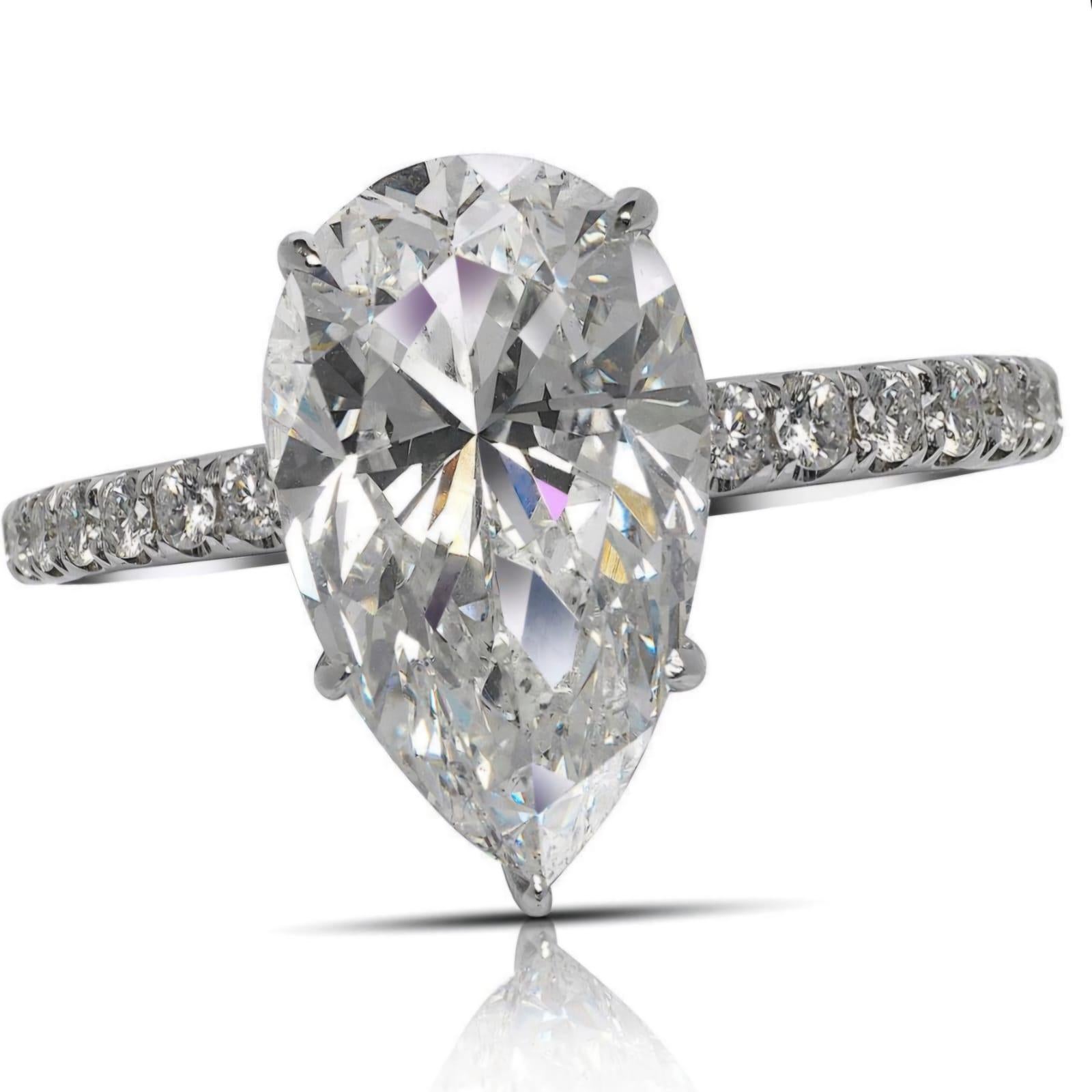 GIA Certified 5.02 Carat Pear Cut Diamond Ring VS2 Clarity F Color For Sale 6