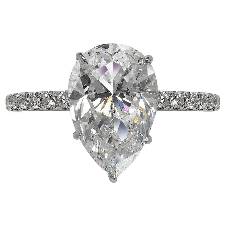 GIA Certified 5.02 Carat Pear Cut Diamond Ring VS2 Clarity F Color In New Condition For Sale In Mumbai, IN