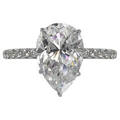 GIA Certified 5.02 Carat Pear Cut Diamond Ring VS2 Clarity F Color