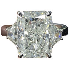 GIA Certified 3.50 Carat Long Radiant Cut Diamond Ring Excellent Cut