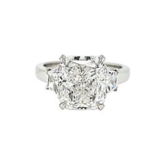 GIA Certified 5.02 Carat Radiant Cut Diamond Three Stone Ring