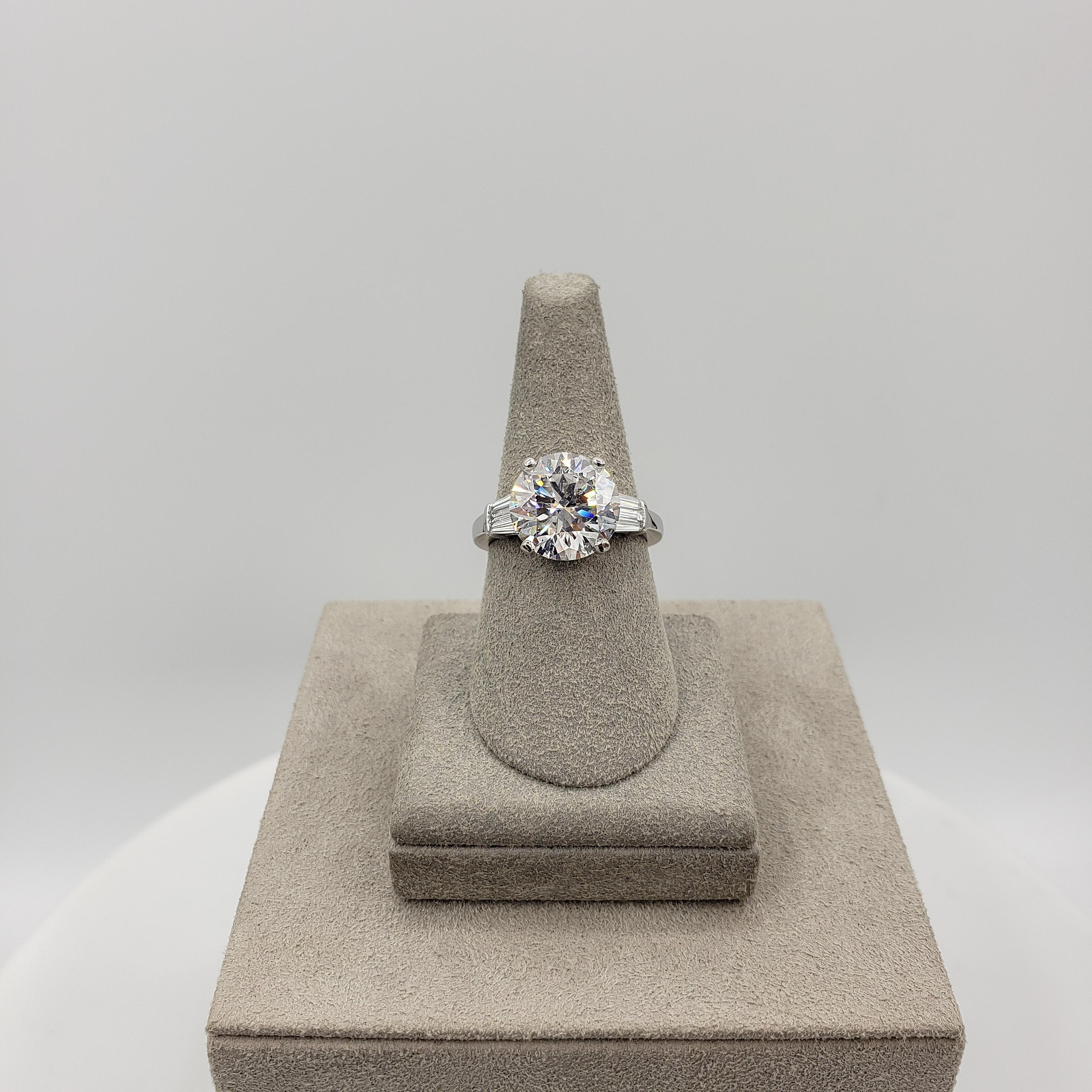 Women's Roman Malakov 5.02 Carat Round Shape Diamond Three-Stone Engagement Ring For Sale