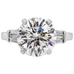 GIA Certified 5.02 Carats Round Brilliant Cut Diamond Five-Stone Engagement Ring