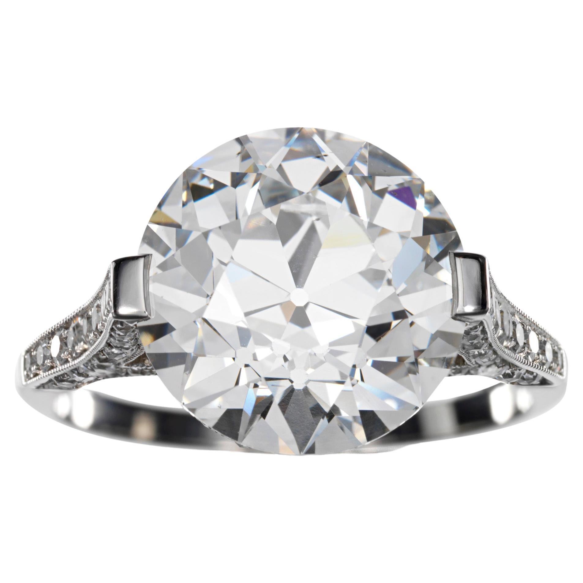 GIA Certified 5.02 Carat Siegelson Diamond Ring Belle Epoque Inspired  For Sale