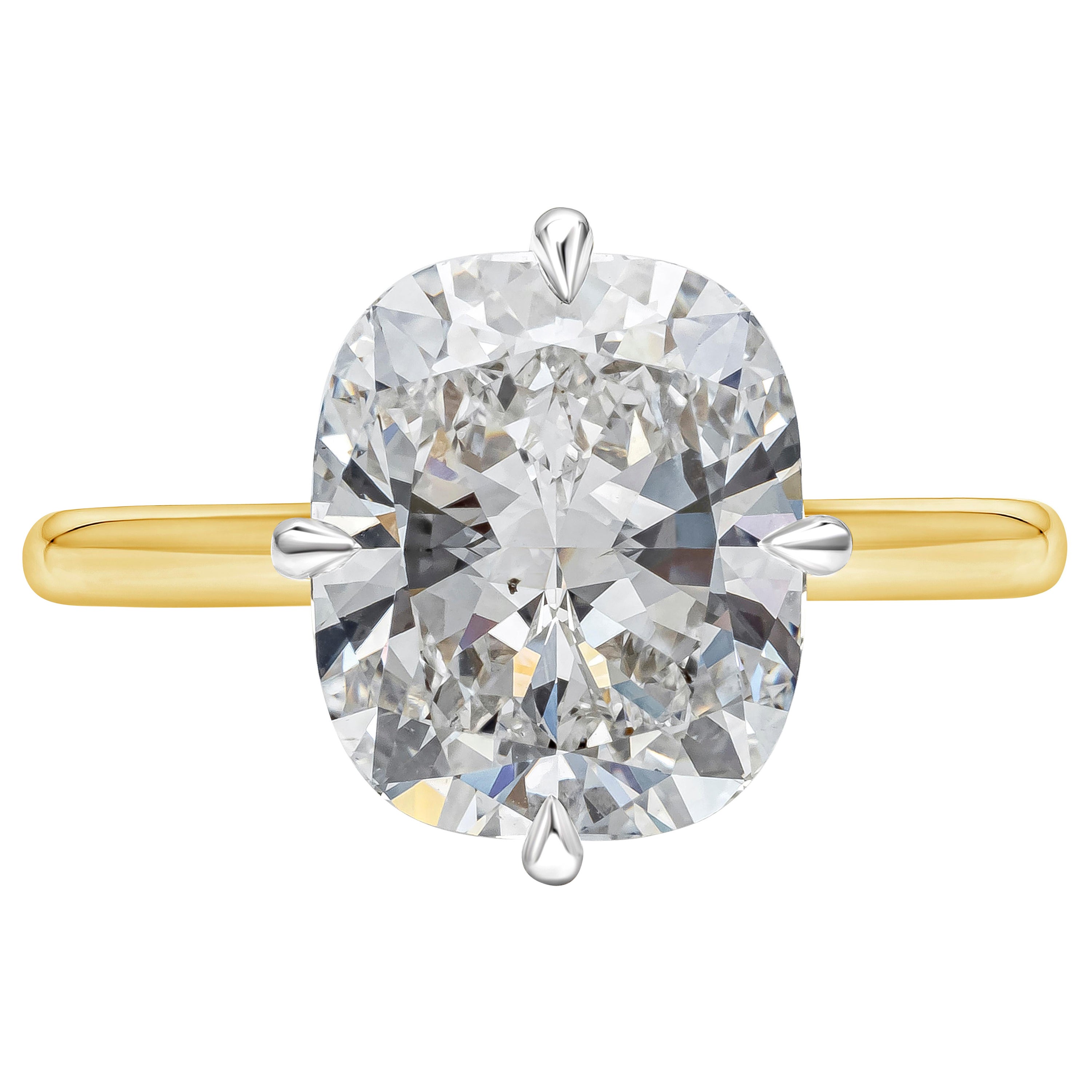 Anello di fidanzamento solitario con diamanti taglio cuscino certificato GIA da 5.02 carati