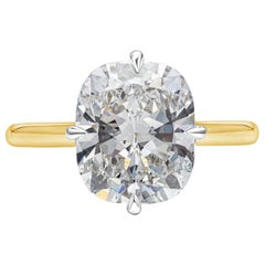 Anello di fidanzamento solitario con diamanti taglio cuscino certificato GIA da 5.02 carati