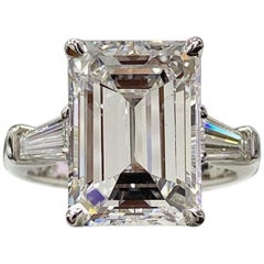 GIA Certified 4 Emerald Cut VS2 Clarity H Color Diamond Ring