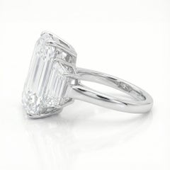 GIA Certified 5.50 Carat Emerald Cut VVS1 Diamond Platinum Ring with Trapezoids