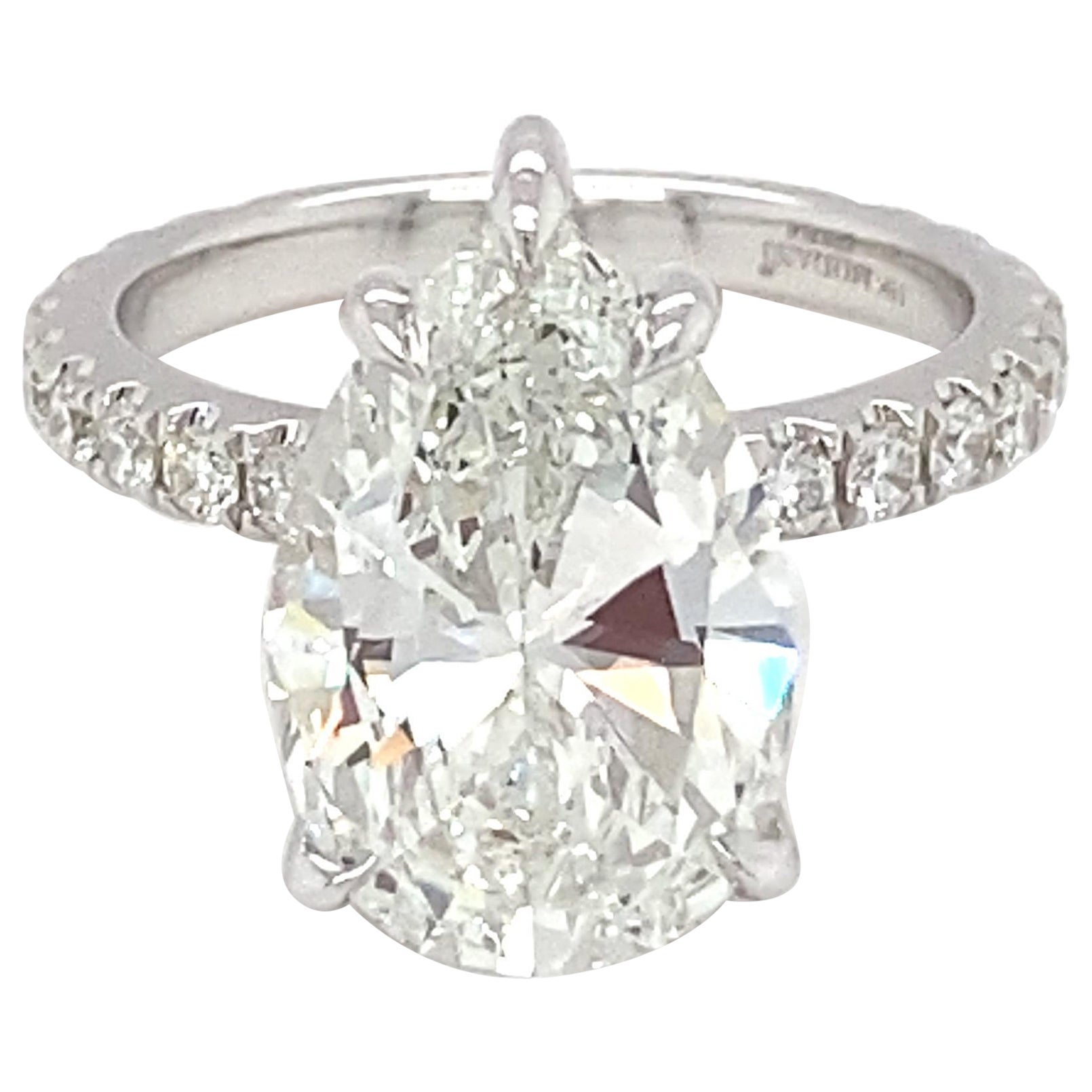 Anello di fidanzamento certificato GIA da 5,03 carati a forma di pera con diamante H VS1 18K in vendita