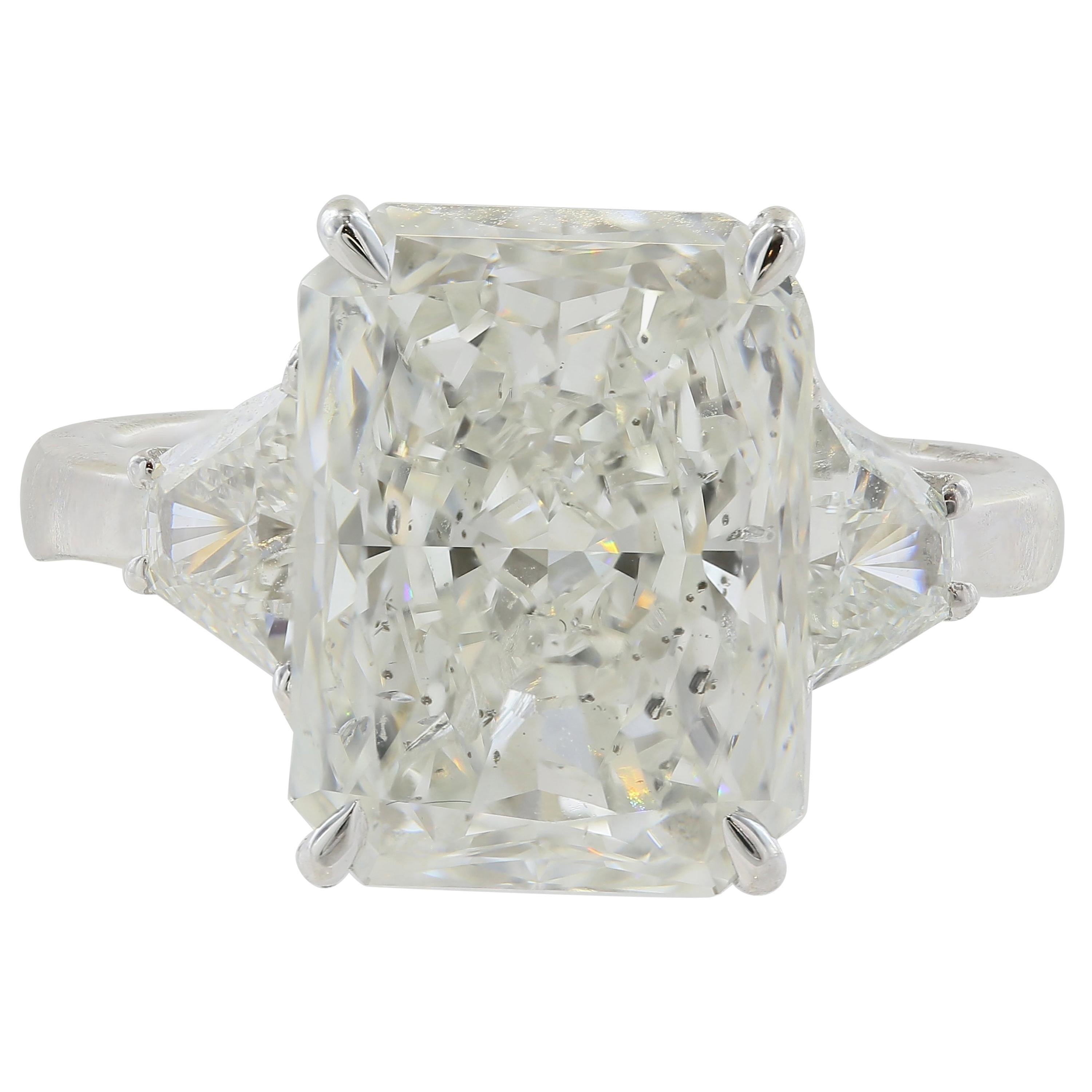 GIA Certified 5.03 Carat Radiant Cut Diamond Ring For Sale