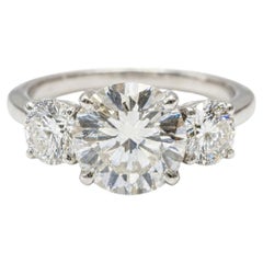 GIA Certified 5.03 Carat Round Cut Diamond Ring with Round Diamond in Platinum