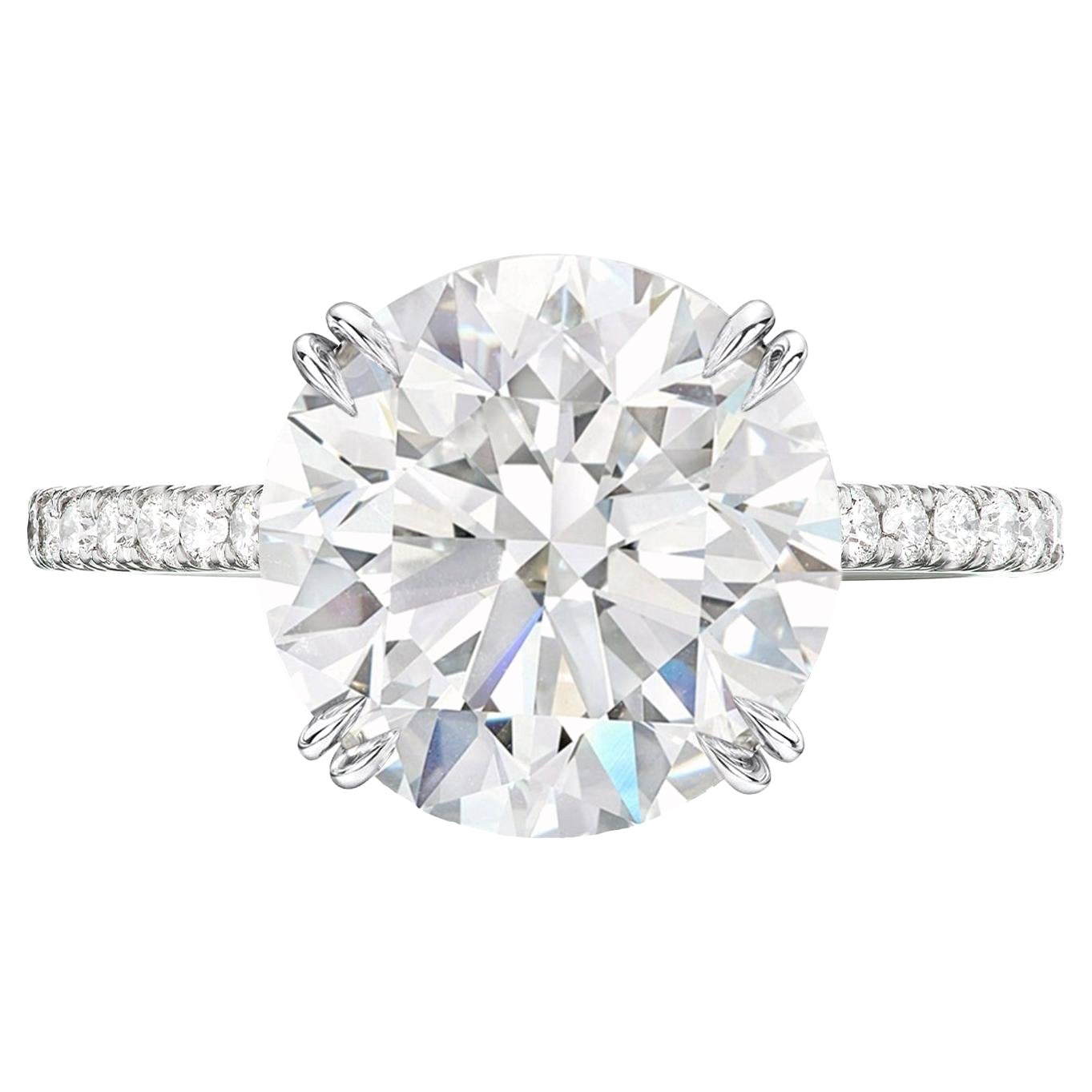 Platinring, GIA-zertifizierter 5,03 Karat runder F Farbe VVS2 Reinheit Diamant