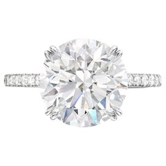 GIA Certified 5.03 Carat Round F Color VVS2 Clarity Diamond Platinum Ring
