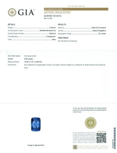 GIA Certified 5.03 Carat Unheated Sri Lanka Blue Sapphire Diamond Ring