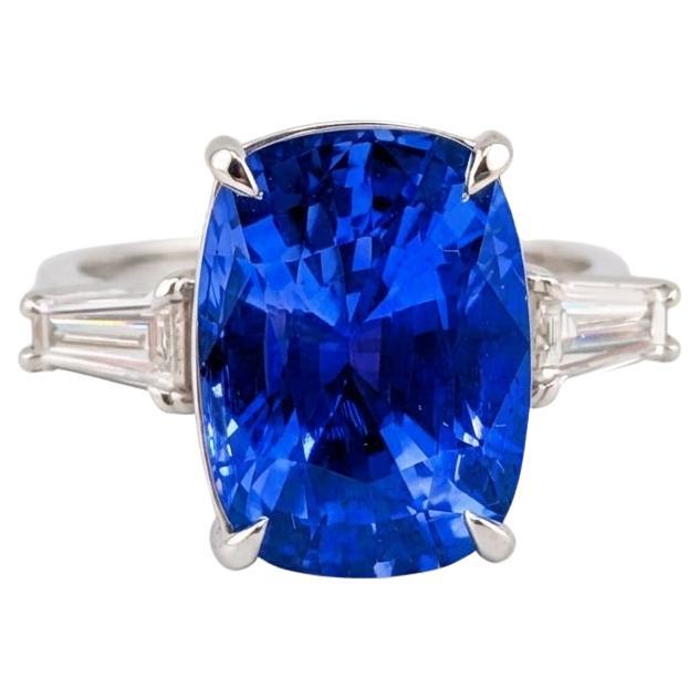 GIA Certified 5.03 Carat Unheated Sri Lanka Blue Sapphire Diamond Ring