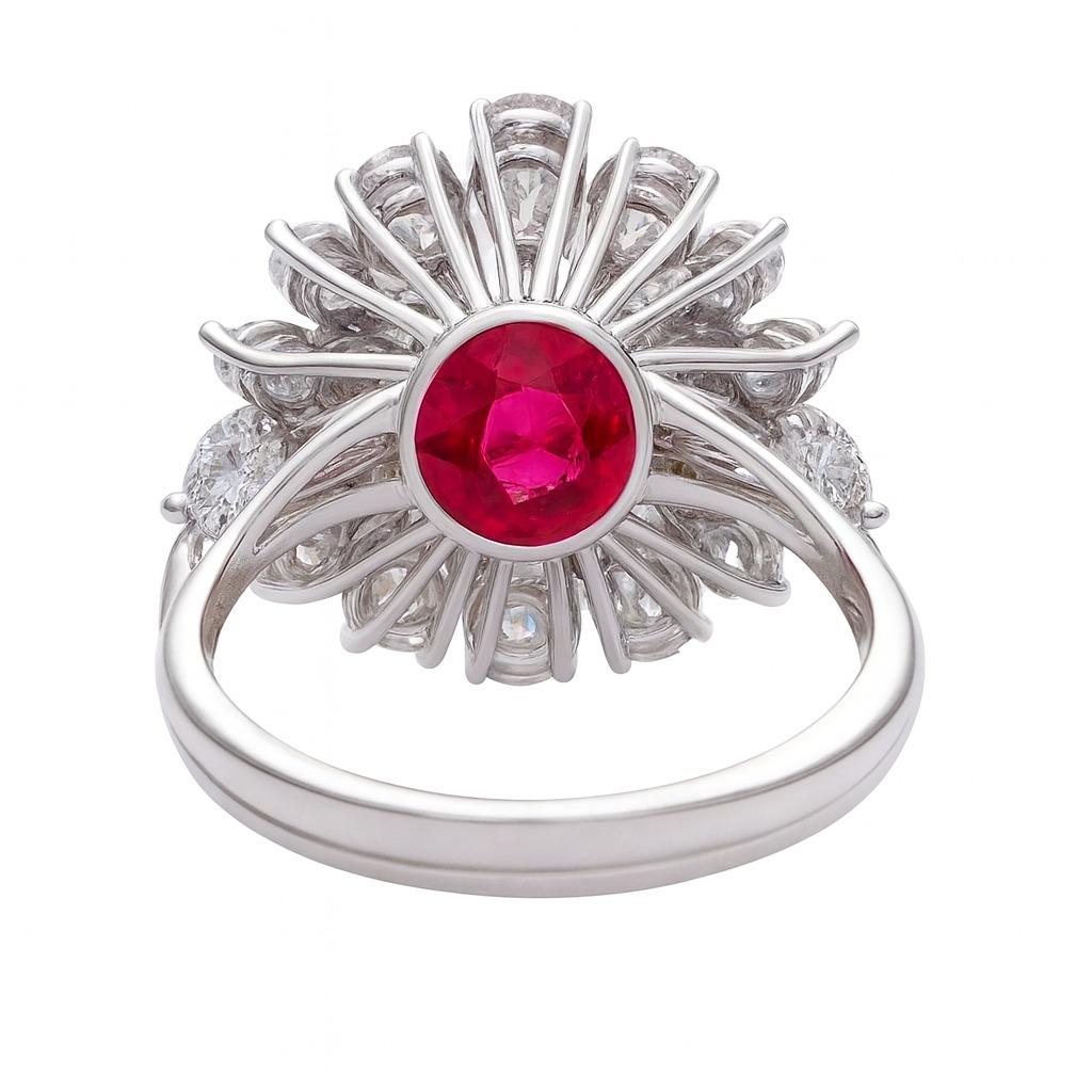 GIA-zertifiziert 5,03 Karat lebendige rote natürliche Rubin und Diamant-Ring (Zeitgenössisch) im Angebot