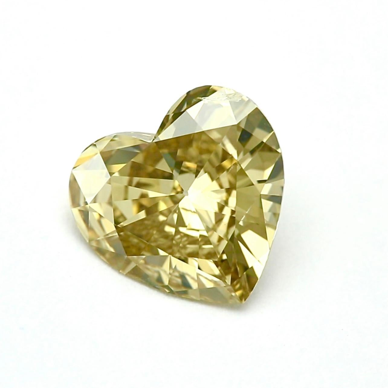 Heart Cut GIA Certified - 5.03 Fancy Brownish Greenish Yellow Diamond For Sale