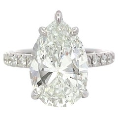 Bague de mariage avec diamant blanc 5,03 carats H-VS1 certifié par le Gia