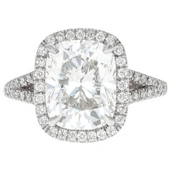 GIA Certified, 5.04 Carat, Cushion Modified Brilliant Cut Diamond Ring