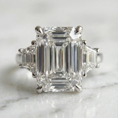 GIA Certified 5.04-carat Emerald Cut Diamond Ring TYPE IIA