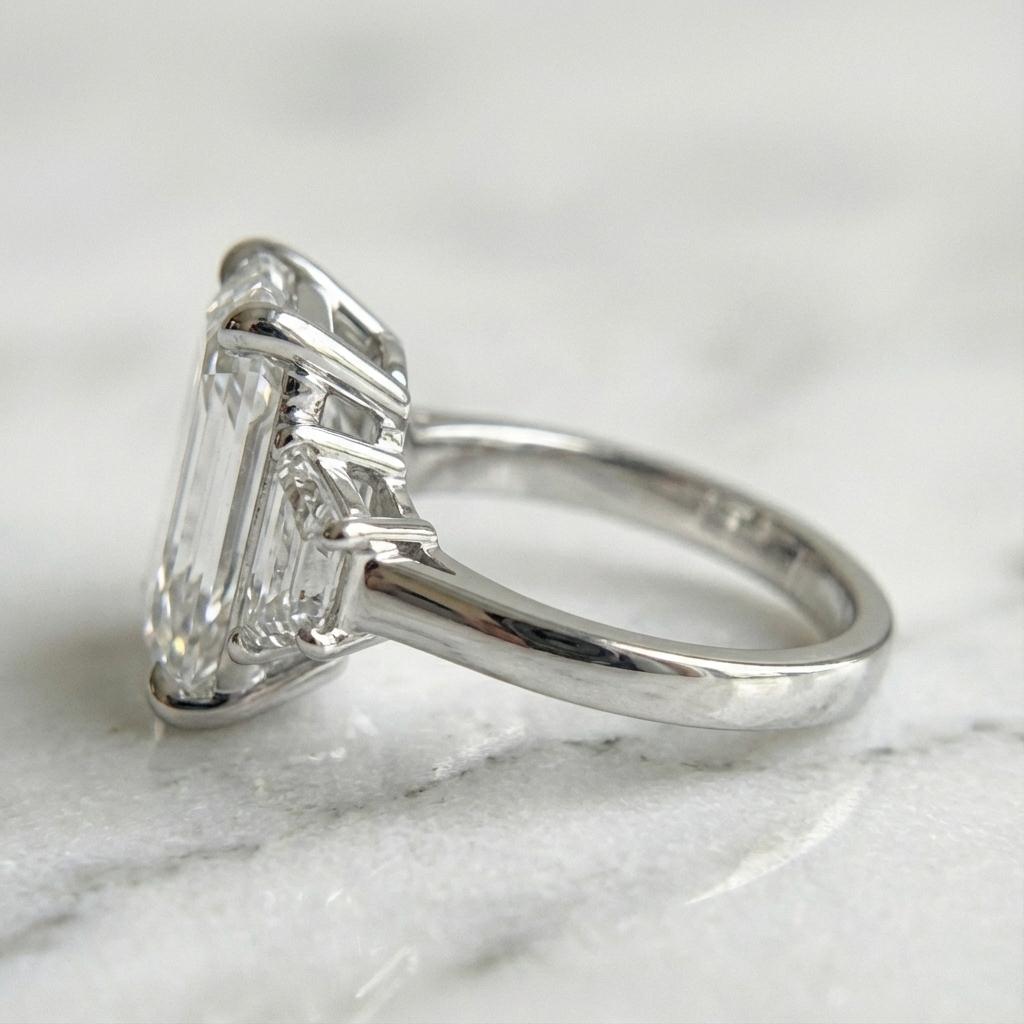 GIA-zertifizierter 5,04-Karat-Diamantring mit Smaragdschliff TYP IIA (Zeitgenössisch) im Angebot