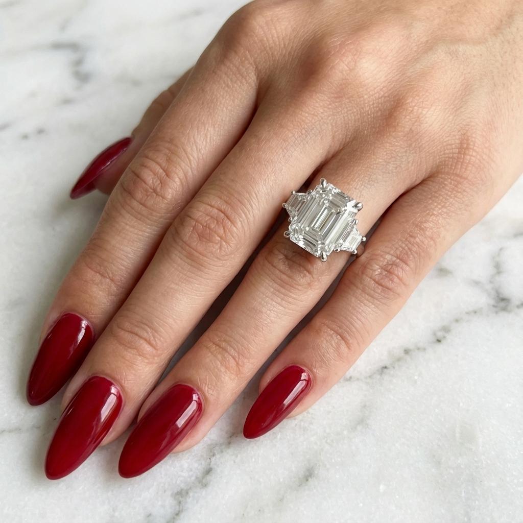 GIA-zertifizierter 5,04-Karat-Diamantring mit Smaragdschliff TYP IIA im Zustand „Neu“ im Angebot in Chicago, IL