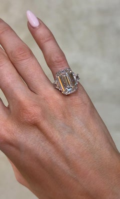 GIA Certified 5.04 Carat Emerald Cut Engagement Ring D Internally Flawless
