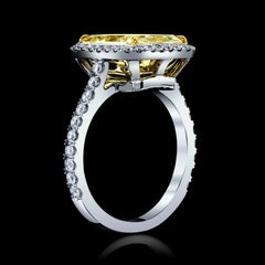EGL Certified 5.04ct Radiant Fancy Yellow Diamond Ring