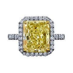 EGL Certified 5.04ct Radiant Fancy Yellow Diamond Ring