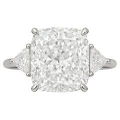 GIA-zertifizierter 5,05 Karat Diamantring aus Platin mit Kissenschliff