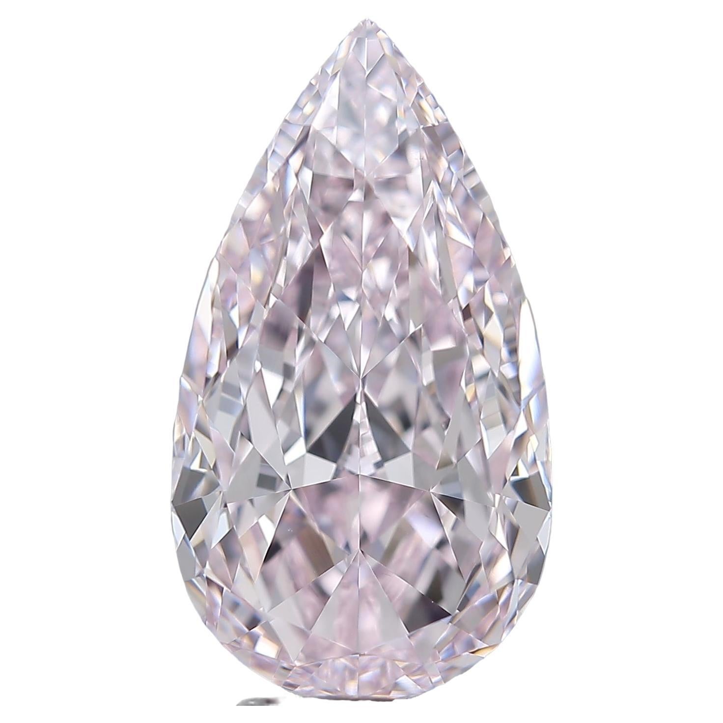 GIA Certified 5.05 Carat Fancy Pear Brilliant Cut Light Purplish Pink Diamond For Sale