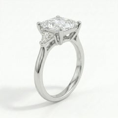 GIA Certified 5.11 Carat Princess Cut Diamond Ring in Platinum with trillion