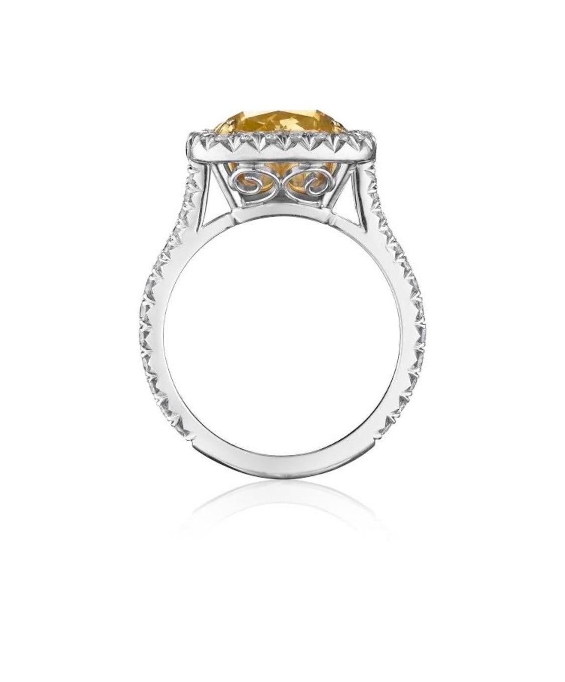 cushion cut yellow diamond ring