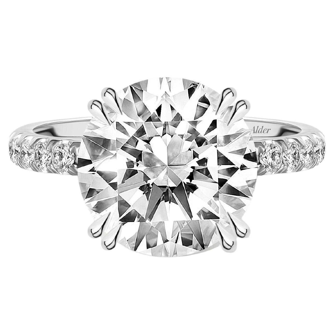 GIA Certified 5.05ct Round Brilliant Cut Engagement Ring For Sale