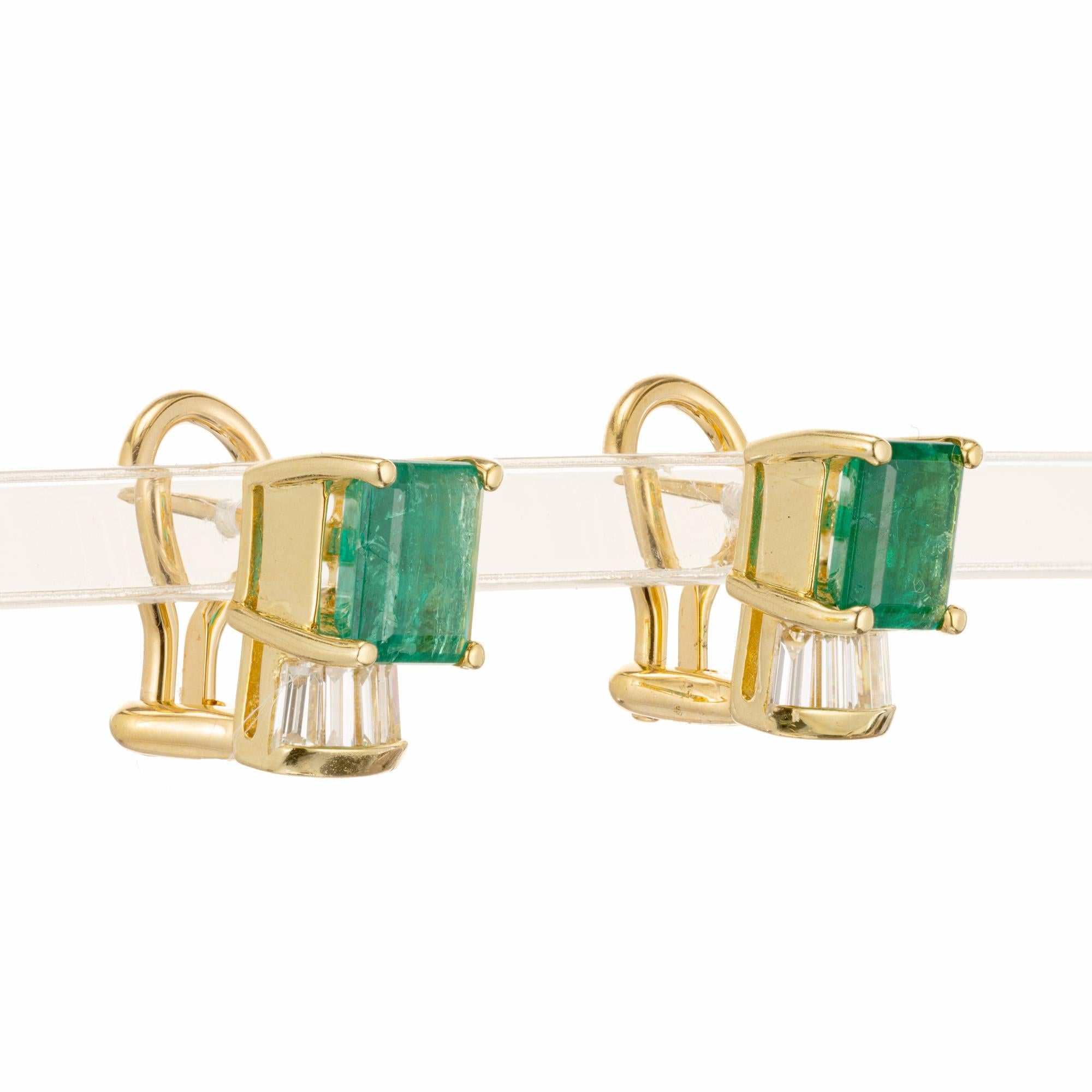 Women's GIA Certified 5.06 Carat Emerald Diamond 18 Karat Yellow Gold Clip Post Earrings