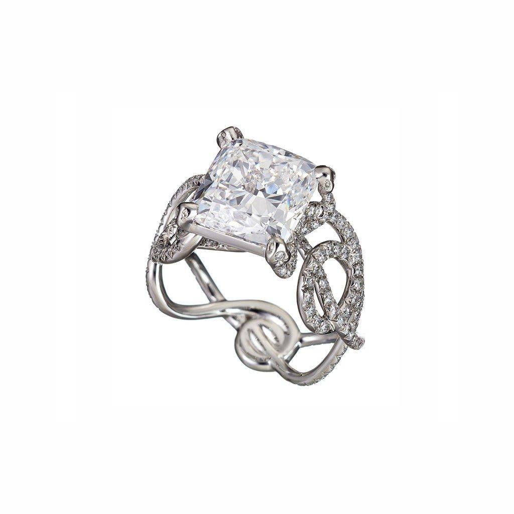 GIA Certified 5.06 Carat F/VS1 Diamond Cushion Cut Engagement Ring