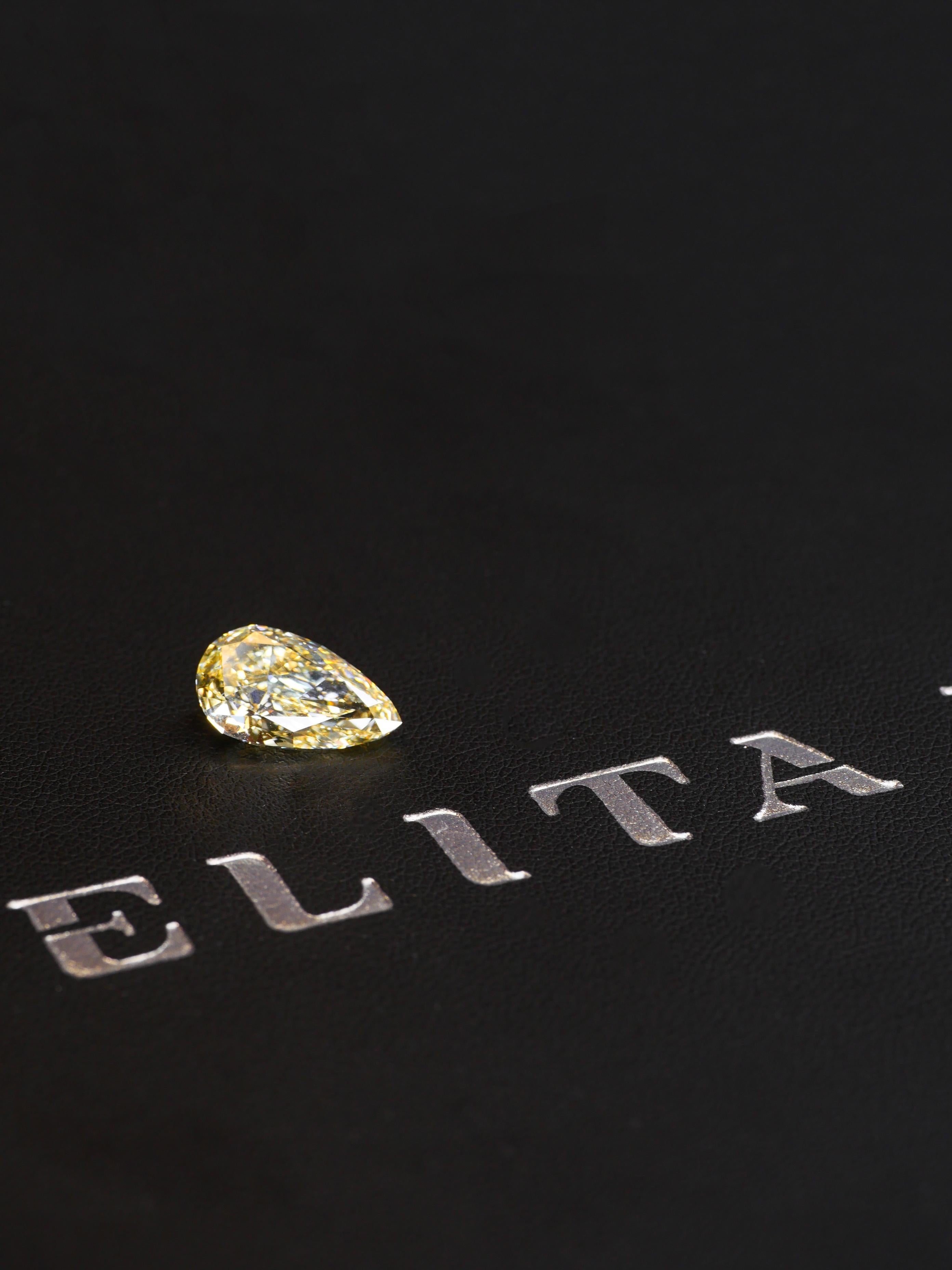 GIA Certified 5.06 Carat Fancy Yellow Pear Cut Diamond For Sale 1