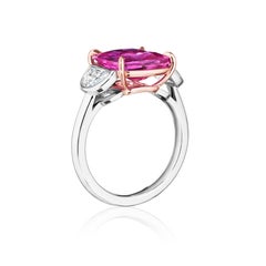 GIA Certified 5.07 Carat Pink Sapphire and 0.84 Carat Half Moon Diamond Ring