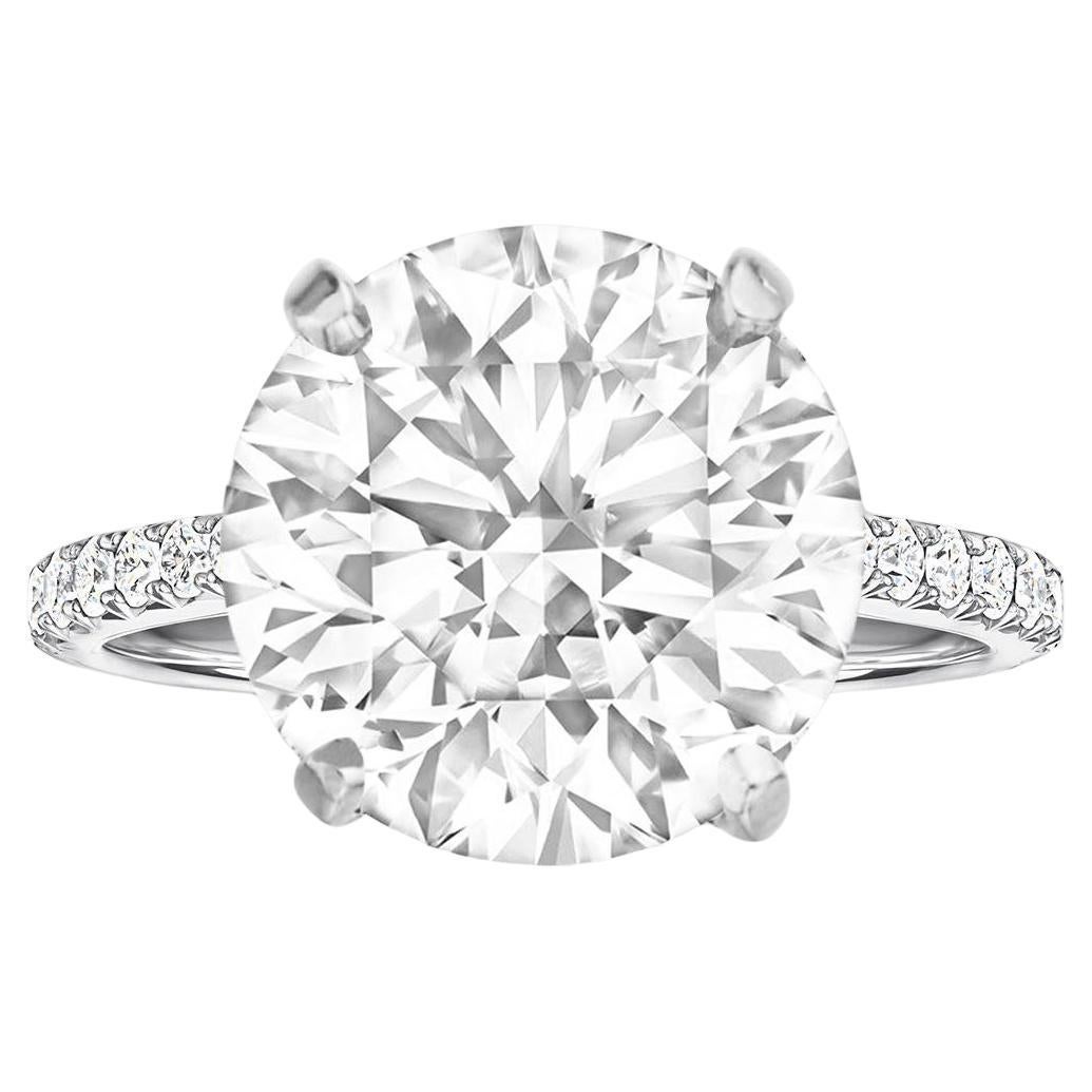GIA 5.07 Carat Antique Cushion Diamond in Diamond Pavé and Platinum