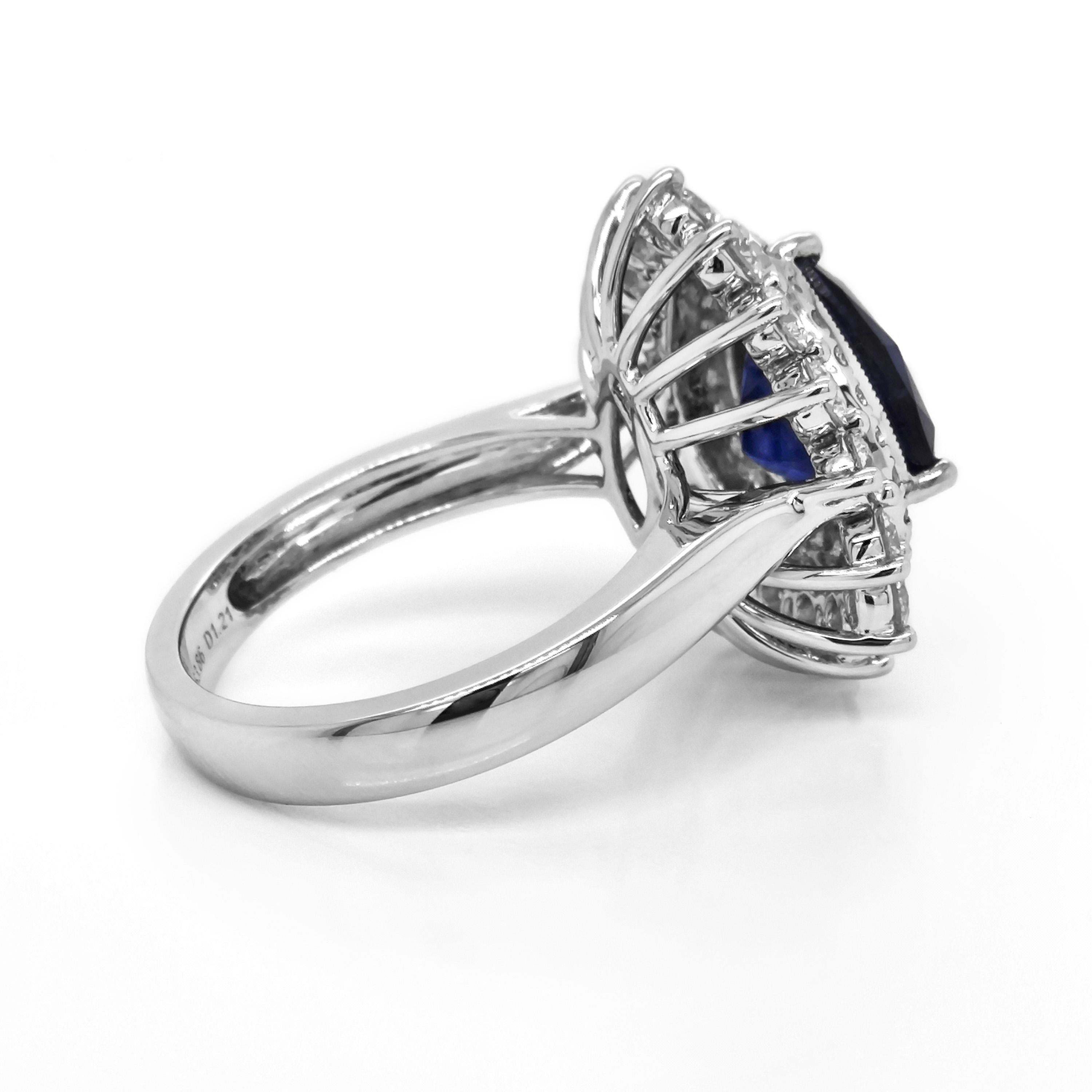1 Sapphire Gemstone: 3.86 Carats
1.21 White Diamonds: 00.00 Carats
Metal: 18K White Gold, 7.20 Grams
GIA Certificate # 2233483910
