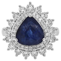 Anillo de oro blanco con zafiro y diamante blanco de 5,07 quilates certificado por el GIA