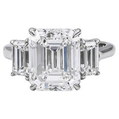GIA Certified 5.07 Square Emerald Cut Diamond Ring