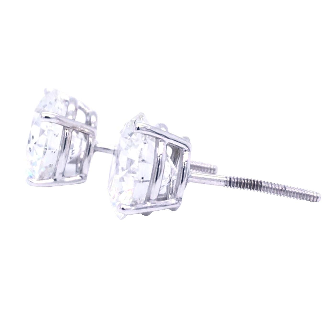 GIA Certified 5.08 Carat Diamond Stud Earrings Round Cut 18K Gold Si1 Clarity 2